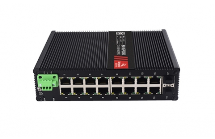 佰馬管理型 2 光 16 電千兆工業(yè)交換機(jī)，支持WEB管理，SNMP、VLAN等，支持環(huán)形拓?fù)?、星型拓?fù)?、總線拓?fù)涞冉M網(wǎng)，廣泛應(yīng)用于智能交通、智慧樓宇、智慧工廠、智慧園區(qū)、智慧城市等領(lǐng)域。